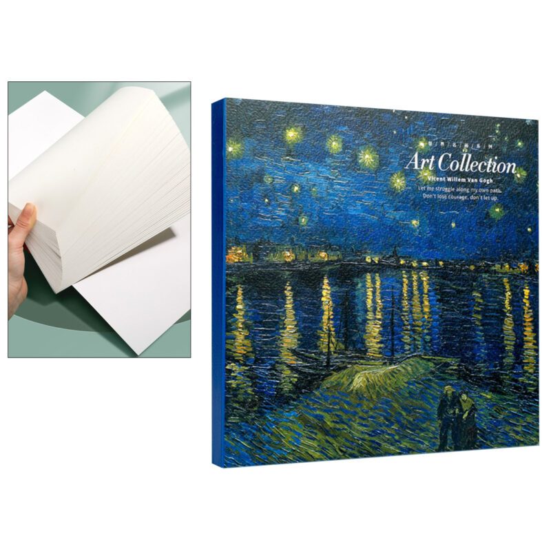 Sketchbook - Vincent van Gogh, The Starry Night Over The Rhone. A high-quality sketchbook featuring the iconic "The Starry Night Over The Rhone" by Van Gogh, providing the perfect canvas for your sketches and drawings. Ideal for artists, art lovers, or anyone seeking inspiration from one of Van Gogh’s masterpieces. Σημειωματάριο/σκίτσο - Βίνσεντ βαν Γκογκ, Η Εναστρη Νύχτα πάνω από τον Ρήνο. Ένα ποιοτικό μπλοκ για σχέδιο με το διάσημο έργο του Βαν Γκογκ "Η Εναστρη Νύχτα πάνω από τον Ρήνο", προσφέροντας την τέλεια επιφάνεια για τα σχέδιά σας. Ιδανικό για καλλιτέχνες, λάτρεις της τέχνης ή όποιον αναζητά έμπνευση από τα αριστουργήματα του Βαν Γκογκ. Keywords in English & Greek: Sketchbook, Vincent van Gogh, The Starry Night Over The Rhone, art sketchbook, creative canvas, high-quality sketchbook, Van Gogh artwork, artist supplies, drawing book, fine art gift, gift for artists, drawing inspiration, Εναστρη Νύχτα πάνω από τον Ρήνο, art lover gift.