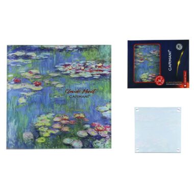 Glass coaster - C. Monet, Water Lilies (Carmani). A stylish glass coaster featuring Claude Monet's Water Lilies. Perfect for protecting surfaces while adding an artistic touch to any space. A great gift for art lovers. Σουβέρ γυάλινο - C. Monet, Νούφαρα (Carmani). Ένα κομψό γυάλινο σουβέρ με το έργο του Claude Monet Νούφαρα. Ιδανικό για την προστασία των επιφανειών, προσθέτοντας παράλληλα μια καλλιτεχνική πινελιά στον χώρο. Μια εξαιρετική ιδέα δώρου για λάτρεις της τέχνης. glass coaster, Monet Water Lilies, artistic coaster, Carmani, home decor, drink coaster, Monet gift, art-inspired coaster, σουβέρ γυάλινο, Νούφαρα Monet, καλλιτεχνικό σουβέρ, Carmani, διακόσμηση σπιτιού, σουβέρ ποτού, δώρο Monet, εμπνευσμένο από τέχνη.