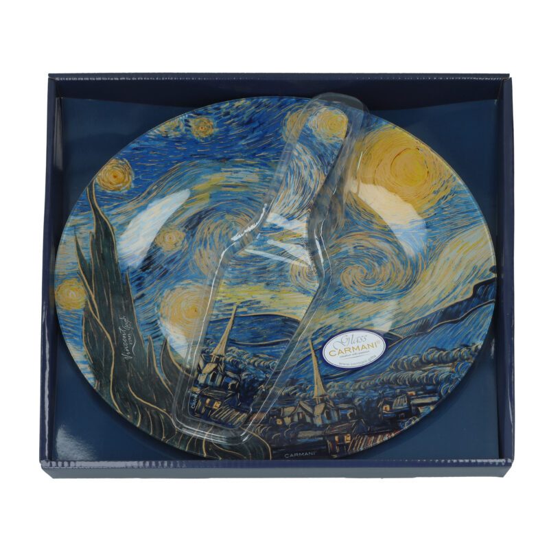 Decorative plate with spatula featuring Van Gogh's Starry Night. This elegant set includes a beautifully designed plate and spatula, perfect for serving desserts or as a decorative piece for your home. Ideal for art lovers and those who appreciate high-quality home decor. decorative plate with spatula, Van Gogh Starry Night, art-inspired plate set, dessert serving set, Van Gogh home decor, unique art plates, elegant serving set, home decor gift, ceramic art plate, art lover gift, starry night decor.Διακοσμητικό πιάτο με σπάτουλα με το έργο του Van Gogh Εναστρη Νύχτα. Αυτό το κομψό σετ περιλαμβάνει ένα όμορφα σχεδιασμένο πιάτο και σπάτουλα, ιδανικό για σερβίρισμα γλυκών ή ως διακοσμητικό αντικείμενο στο σπίτι σας. Ιδανικό για λάτρεις της τέχνης και για όσους εκτιμούν τη μοναδική διακόσμηση υψηλής ποιότητας. διακοσμητικό πιάτο με σπάτουλα, Van Gogh Εναστρη Νύχτα, σετ πιάτου εμπνευσμένο από τέχνη, σετ σερβιρίσματος γλυκών, διακόσμηση σπιτιού Van Gogh, μοναδικά πιάτα τέχνης, κομψό σετ σερβιρίσματος, δώρο διακόσμησης σπιτιού, κεραμικό πιάτο τέχνης, δώρο για λάτρεις της τέχνης, διακόσμηση εναστρη νύχτα