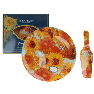 Decorative plate with spatula featuring Van Gogh's Sunflowers. This elegant set includes a beautifully designed plate and a spatula, perfect for serving desserts or as a decorative piece in your home. Ideal for art lovers and those who appreciate high-quality home decor.decorative plate with spatula, Van Gogh Sunflowers, art-inspired plate set, dessert serving set, Van Gogh home decor, unique art plates, elegant serving set, home decor gift, ceramic art plate, art lover gift, sunflower decor. Διακοσμητικό πιάτο με σπάτουλα με το έργο του Van Gogh Ηλιοτρόπια. Αυτό το κομψό σετ περιλαμβάνει ένα όμορφα σχεδιασμένο πιάτο και σπάτουλα, ιδανικό για σερβίρισμα γλυκών ή ως διακοσμητικό αντικείμενο στο σπίτι σας. Ιδανικό για λάτρεις της τέχνης και για όσους εκτιμούν τη μοναδική διακόσμηση υψηλής ποιότητας.διακοσμητικό πιάτο με σπάτουλα, Van Gogh Ηλιοτρόπια, σετ πιάτου εμπνευσμένο από τέχνη, σετ σερβιρίσματος γλυκών, διακόσμηση σπιτιού Van Gogh, μοναδικά πιάτα τέχνης, κομψό σετ σερβιρίσματος, δώρο διακόσμησης σπιτιού, κεραμικό πιάτο τέχνης, δώρο για λάτρεις της τέχνης, διακόσμηση ηλιοτροπίων.