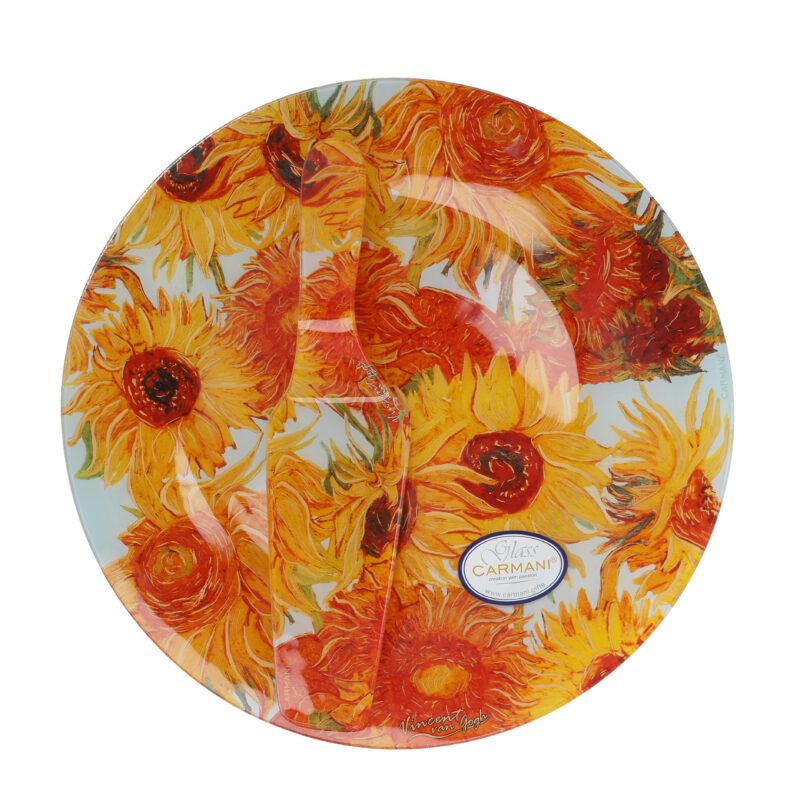 Decorative plate with spatula featuring Van Gogh's Sunflowers. This elegant set includes a beautifully designed plate and a spatula, perfect for serving desserts or as a decorative piece in your home. Ideal for art lovers and those who appreciate high-quality home decor.decorative plate with spatula, Van Gogh Sunflowers, art-inspired plate set, dessert serving set, Van Gogh home decor, unique art plates, elegant serving set, home decor gift, ceramic art plate, art lover gift, sunflower decor. Διακοσμητικό πιάτο με σπάτουλα με το έργο του Van Gogh Ηλιοτρόπια. Αυτό το κομψό σετ περιλαμβάνει ένα όμορφα σχεδιασμένο πιάτο και σπάτουλα, ιδανικό για σερβίρισμα γλυκών ή ως διακοσμητικό αντικείμενο στο σπίτι σας. Ιδανικό για λάτρεις της τέχνης και για όσους εκτιμούν τη μοναδική διακόσμηση υψηλής ποιότητας.διακοσμητικό πιάτο με σπάτουλα, Van Gogh Ηλιοτρόπια, σετ πιάτου εμπνευσμένο από τέχνη, σετ σερβιρίσματος γλυκών, διακόσμηση σπιτιού Van Gogh, μοναδικά πιάτα τέχνης, κομψό σετ σερβιρίσματος, δώρο διακόσμησης σπιτιού, κεραμικό πιάτο τέχνης, δώρο για λάτρεις της τέχνης, διακόσμηση ηλιοτροπίων.