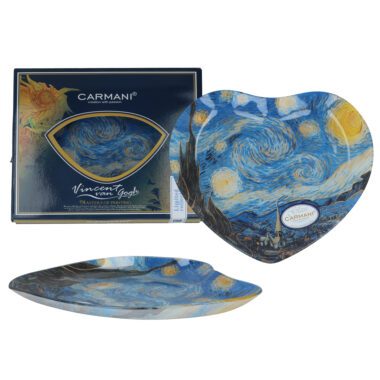 Heart-shaped decorative plate featuring Van Gogh’s iconic Starry Night. This high-quality plate is a beautiful combination of art and function, ideal as a decoration or a unique gift for art enthusiasts. Perfect for any room to bring a touch of classic art into the home.heart-shaped decorative plate, Van Gogh art plate, Starry Night plate, decorative art plate, home decor, art collector plate, gift for art lovers, unique art piece, Van Gogh decor, art-inspired gift.Διακοσμητικό πιάτο σε σχήμα καρδιάς με το εμβληματικό έργο Εναστρη Νύχτα του Van Gogh. Το πιάτο υψηλής ποιότητας είναι ένας όμορφος συνδυασμός τέχνης και λειτουργικότητας, ιδανικό ως διακόσμηση ή ξεχωριστό δώρο για λάτρεις της τέχνης. Ιδανικό για οποιονδήποτε χώρο, προσφέροντας μία πινελιά κλασικής τέχνης στο σπίτι. διακοσμητικό πιάτο καρδιάς, πιάτο τέχνης Van Gogh, πιάτο Εναστρη Νύχτα, διακοσμητικό πιάτο τέχνης, διακόσμηση σπιτιού, πιάτο για συλλέκτες, δώρο για λάτρεις της τέχνης, μοναδικό έργο τέχνης, διακόσμηση Van Gogh, δώρο εμπνευσμένο από την τέχνη