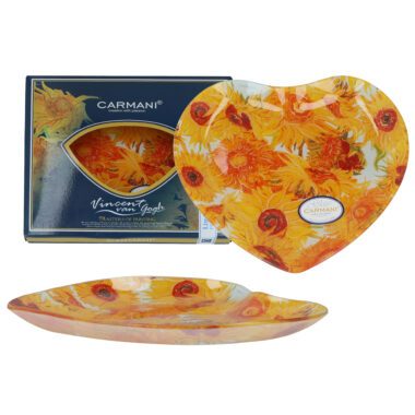 Heart-shaped decorative plate featuring Van Gogh’s iconic Sunflowers. This high-quality plate serves as both a beautiful decoration and a functional item, adding a touch of art to any space. Perfect for art lovers, collectors, or as a thoughtful gift. heart-shaped decorative plate, Van Gogh art plate, Sunflowers plate, decorative art plate, home decor, art collector plate, gift for art lovers, ceramic plate, unique art piece, Van Gogh decor, art-inspired gift.διακοσμητικό πιάτο καρδιάς, πιάτο τέχνης Van Gogh, πιάτο Ηλιοτρόπια, διακοσμητικό πιάτο τέχνης, διακόσμηση σπιτιού, πιάτο για συλλέκτες, δώρο για λάτρεις της τέχνης, κεραμικό πιάτο, μοναδικό έργο τέχνης, διακόσμηση Van Gogh, δώρο εμπνευσμένο από την τέχνη.