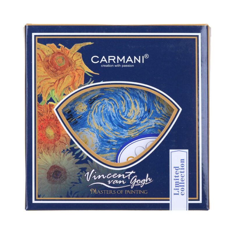 Coaster - V. van Gogh, Starry Night (Carmani). A beautifully designed coaster featuring Vincent van Gogh's iconic Starry Night. Perfect for protecting surfaces while adding an artistic touch to your home decor. An elegant and practical gift for art lovers. Σουβέρ - Β. βαν Γκογκ, Έναστρη Νύχτα (Carmani). Ένα όμορφα διακοσμημένο σουβέρ με το εμβληματικό έργο Έναστρη Νύχτα του Vincent van Gogh. Ιδανικό για την προστασία των επιφανειών, προσθέτοντας παράλληλα μια καλλιτεχνική πινελιά στη διακόσμηση του σπιτιού. Ένα κομψό και πρακτικό δώρο για τους λάτρεις της τέχνης. coaster, Starry Night, Vincent van Gogh, Carmani, drink coaster, artistic home decor, elegant gift, table protection, σουβέρ, Έναστρη Νύχτα, Βίνσεντ βαν Γκογκ, Carmani, διακόσμηση σπιτιού, καλλιτεχνικό δώρο, προστασία τραπεζιού.