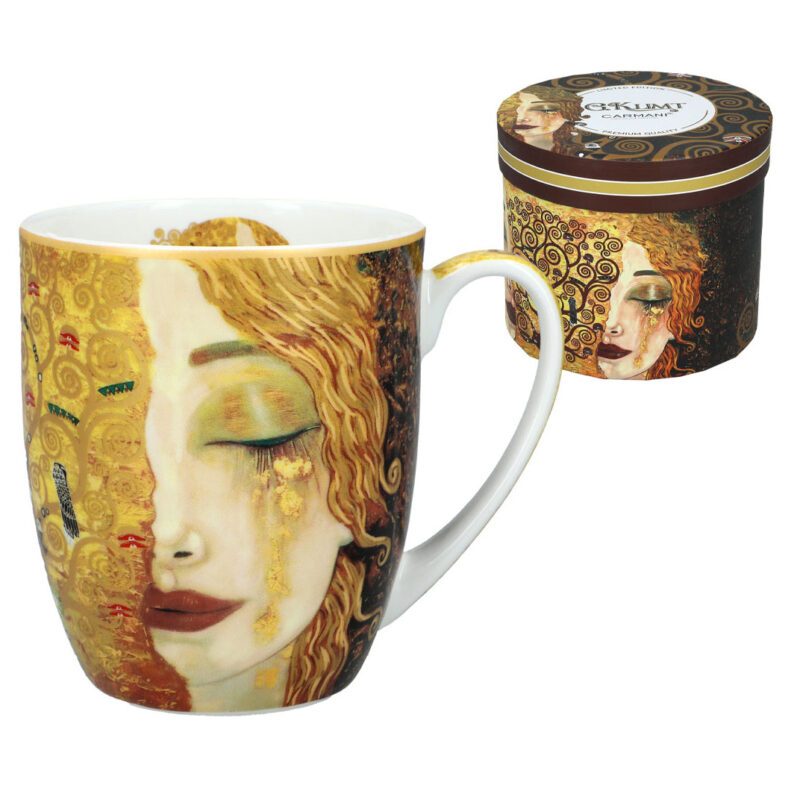 Camio mug - G. Klimt, Golden Tears (CARMANI). This elegant mug features the stunning "Golden Tears" artwork by Gustav Klimt. Made from high-quality porcelain, it offers a refined design for art enthusiasts and a luxurious addition to any collection. Produced by Carmani, this limited edition mug is perfect for enjoying your favorite beverages with a touch of elegance. 400ml capacity. Κούπα Camio - Γκ. Κλιμτ, Χρυσά Δάκρυα (CARMANI). Αυτή η κομψή κούπα διαθέτει το εντυπωσιακό έργο "Χρυσά Δάκρυα" του Γκ. Κλιμτ. Κατασκευασμένη από υψηλής ποιότητας πορσελάνη, προσφέρει έναν εκλεπτυσμένο σχεδιασμό για τους λάτρεις της τέχνης και αποτελεί μια πολυτελή προσθήκη σε οποιαδήποτε συλλογή. Παραγωγής Carmani, αυτή η περιορισμένης έκδοσης κούπα είναι ιδανική για να απολαμβάνετε τα αγαπημένα σας ροφήματα με μια πινελιά κομψότητας. Χωρητικότητα 400ml. Camio mug, Gustav Klimt, Golden Tears, art mug, limited edition mug, porcelain mug, Carmani mug, luxury mug, art-inspired mug, Klimt mug, κούπα, Κλιμτ, Χρυσά Δάκρυα, πορσελάνη, πολυτελή κούπα, περιορισμένη έκδοση, κούπα τέχνης.