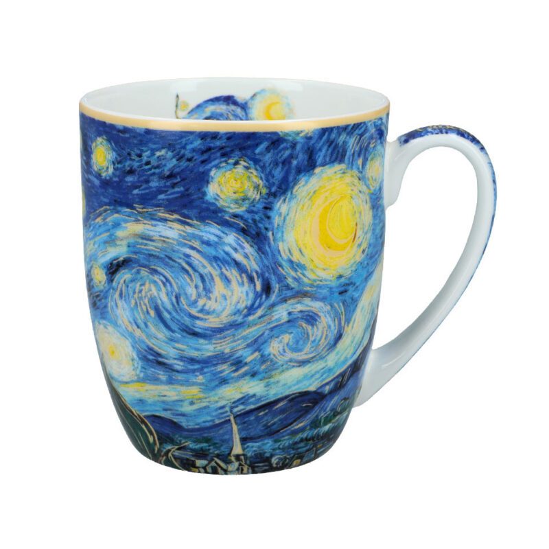 Camio mug - V. van Gogh, Starry Night (CARMANI). This elegant Camio mug features Vincent van Gogh's iconic "Starry Night," capturing the artist's mesmerizing swirls of color. Made of high-quality porcelain, it’s a perfect piece for both art lovers and collectors. Produced by Carmani, this limited edition mug offers a unique blend of beauty and functionality. 400ml capacity. Κούπα Camio - Β. βαν Γκογκ, Εναστρη Νύχτα (CARMANI). Αυτή η κομψή κούπα Camio παρουσιάζει το εμβληματικό έργο "Εναστρη Νύχτα" του Βίνσεντ βαν Γκογκ, αποτυπώνοντας τους μαγευτικούς ελικοειδείς χρωματισμούς του καλλιτέχνη. Κατασκευασμένη από υψηλής ποιότητας πορσελάνη, είναι ένα ιδανικό κομμάτι για τους λάτρεις της τέχνης και τους συλλέκτες. Παραγωγής Carmani, αυτή η περιορισμένης έκδοσης κούπα προσφέρει έναν μοναδικό συνδυασμό ομορφιάς και λειτουργικότητας. Χωρητικότητα 400ml. Camio mug, Vincent van Gogh, Starry Night, art mug, limited edition mug, porcelain mug, Carmani mug, luxury mug, van Gogh mug, Εναστρη Νύχτα, πορσελάνη, κούπα τέχνης, περιορισμένη