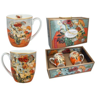 Set of 2 cups - V. van Gogh, Roses and Anemones (Carmani), 400ml. A set of two elegant cups featuring Vincent van Gogh's 