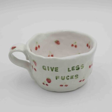 Handmade ceramic mug with messages inside and out, featuring unique floral, fruity, or minimalist designs. A beautifully crafted coffee mug, perfect for everyday use or as a thoughtful gift. Durable, stylish, and ideal for tea or coffee lovers.