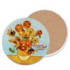 Round ceramic coaster with Van Gogh’s "Sunflowers in a Vase" – decorative and functional. Van Gogh coaster, Sunflowers ceramic coaster, artistic drinkware, round table coaster, Carmani home decor, art-inspired gifts, surface protector, artistic home accessoriesΣτρογγυλό κεραμικό σουβέρ με το έργο "Ηλιοτρόπια σε βάζο" του Βαν Γκογκ – διακοσμητικό και χρηστικό. σουβέρ Βαν Γκογκ, κεραμικό σουβέρ ηλιοτρόπια, διακοσμητικά τραπεζιού, καλλιτεχνικό σουβέρ, Carmani Ελλάδα, δώρα για λάτρεις τέχνης, προστασία επιφανειών, διακόσμηση σπιτιού με τέχνη.