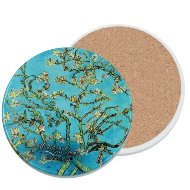 Alt Text: Round ceramic coaster with Vincent van Gogh's "Almond Blossom" artwork – elegant and functional.Van Gogh coaster, Almond Blossom ceramic coaster, round art coaster, artistic drinkware, Carmani home decor, art-inspired accessories, ceramic surface protector, unique gift ideas, floral tableware Στρογγυλό κεραμικό σουβέρ με την "Ανθισμένη Αμυγδαλιά" του Βαν Γκογκ – καλλιτεχνικό και χρηστικό. σουβέρ Βαν Γκογκ, κεραμικό σουβέρ αμυγδαλιά, καλλιτεχνικά διακοσμητικά τραπεζιού, Carmani Ελλάδα, δώρα με τέχνη, προστατευτικά επιφανειών, κεραμικά αξεσουάρ, floral διακόσμηση, μοναδικά σουβέρ