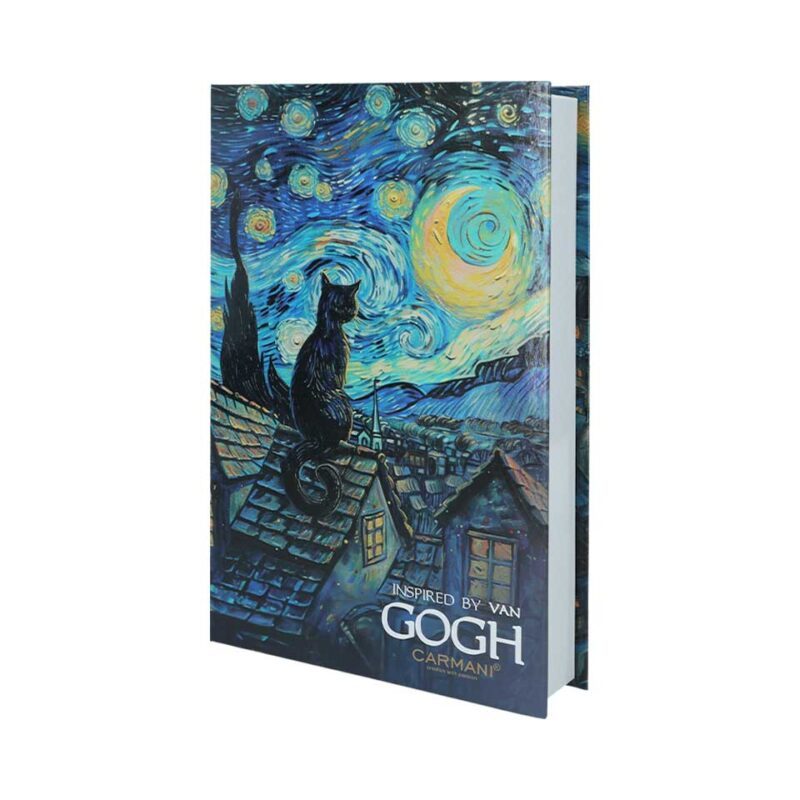 Κουτί κοσμημάτων με έμπνευση από Van Gogh και σχέδιο γάτας – διακοσμητικό κουτί σε σχήμα βιβλίου.κουτί κοσμημάτων με γάτα, Van Gogh κουτί Carmani, αποθηκευτικό κουτί γάτας, κουτί σαν βιβλίο, δώρο για φιλόζωους, καλλιτεχνική διακόσμηση, κουτί με σχέδιο γάτας, Carmani κουτί τέχνης, γατοκουτί αποθήκευσης, κουτί για αναμνηστικά.cat jewelry box, Van Gogh cat box, Carmani art storage, book-shaped jewelry box, gift for cat lovers, Van Gogh inspired decor, artistic cat box, Carmani jewelry case, stylish keepsake box, cat themed storage