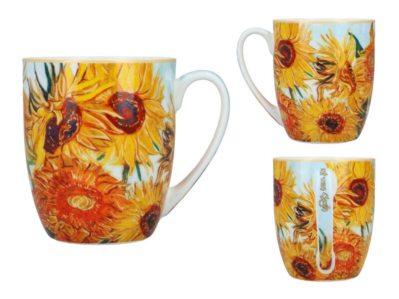 Cameo porcelain mug with Van Gogh’s "Sunflowers" – elegant 400ml mug by Carmani.Van Gogh Sunflowers mug, Sunflowers porcelain mug, Carmani Van Gogh collection, 400ml art mug, Van Gogh coffee mug, artistic tea cup, Sunflowers drinkware, gifts for art lovers, elegant porcelain mugs, Van Gogh kitchen accessories, κούπα Βαν Γκογκ, πορσελάνινη κούπα Ηλιοτρόπια, καλλιτεχνική κούπα 400ml, Carmani Ελλάδα, Van Gogh δώρα, ηλιοτρόπια κούπα καφέ, πορσελάνινα είδη τέχνης, Van Gogh πορσελάνη, αξεσουάρ κουζίνας με τέχνη,Κούπα Cameo με το έργο "Ηλιοτρόπια" του Βαν Γκογκ – πορσελάνινη κούπα 400ml από την Carmani.