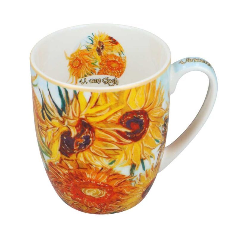 Cameo porcelain mug with Van Gogh’s "Sunflowers" – elegant 400ml mug by Carmani.Van Gogh Sunflowers mug, Sunflowers porcelain mug, Carmani Van Gogh collection, 400ml art mug, Van Gogh coffee mug, artistic tea cup, Sunflowers drinkware, gifts for art lovers, elegant porcelain mugs, Van Gogh kitchen accessories, κούπα Βαν Γκογκ, πορσελάνινη κούπα Ηλιοτρόπια, καλλιτεχνική κούπα 400ml, Carmani Ελλάδα, Van Gogh δώρα, ηλιοτρόπια κούπα καφέ, πορσελάνινα είδη τέχνης, Van Gogh πορσελάνη, αξεσουάρ κουζίνας με τέχνη,Κούπα Cameo με το έργο "Ηλιοτρόπια" του Βαν Γκογκ – πορσελάνινη κούπα 400ml από την Carmani.