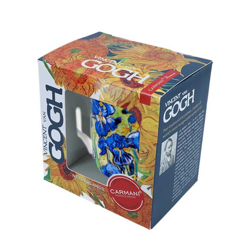 Van Gogh mug, Irises mug, Carmani classic mug, Van Gogh coffee mug, artistic mug, floral art mug, 360ml ceramic mug, gift for art lovers, classic art mug, Van Gogh inspired drinkware. κούπα Βαν Γκογκ, κούπα Ίριδες, Carmani κούπα, κούπα με έργο τέχνης, καλλιτεχνική κούπα, κούπα λουλούδια, 360ml κούπα, δώρο για λάτρεις της τέχνης, κούπα με πίνακα ζωγραφικής