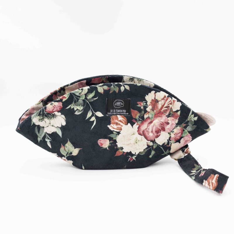 Handmade Black Floral Fan Shaped Bag - Image 2