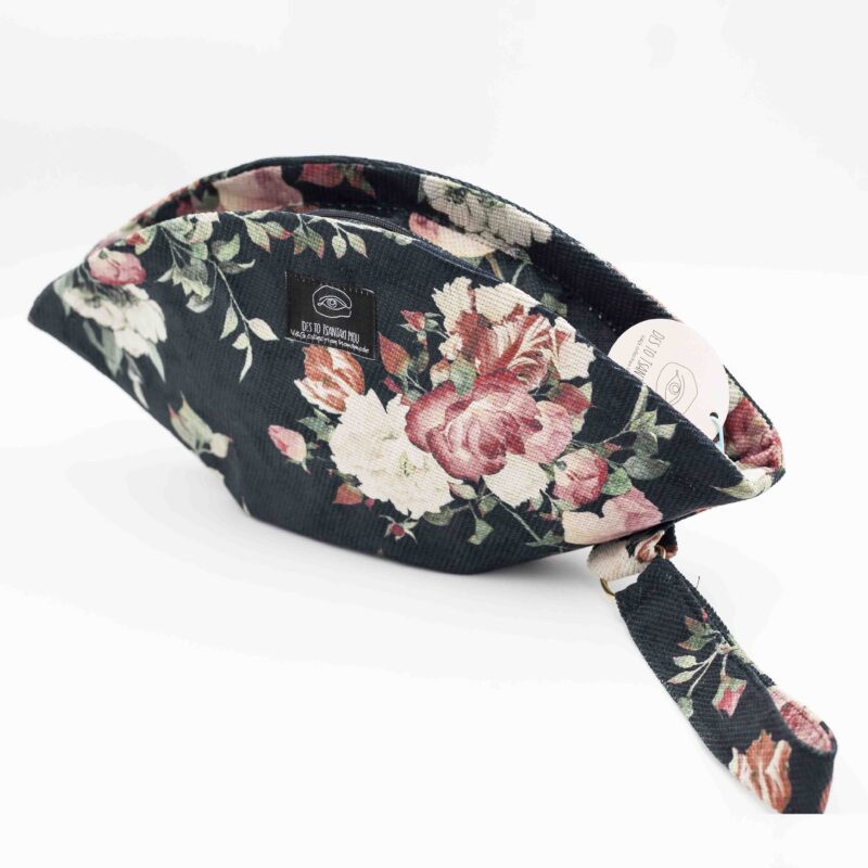 Handmade Black Floral Fan Shaped Bag