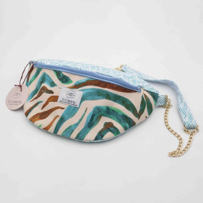 Handmade Blue Zebra Fanny Pack