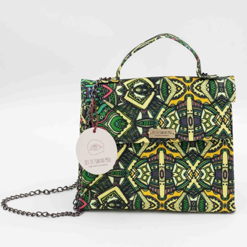 Handmade Bag with Green Patterns - Image 2