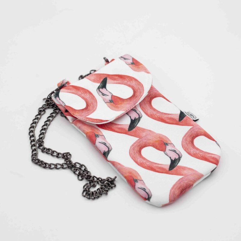 Handmade Phone Bag with Flamingos