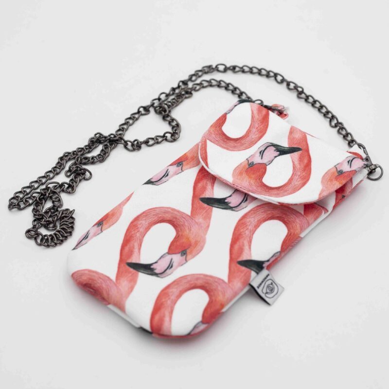 Handmade Phone Bag with Flamingos - Image 2