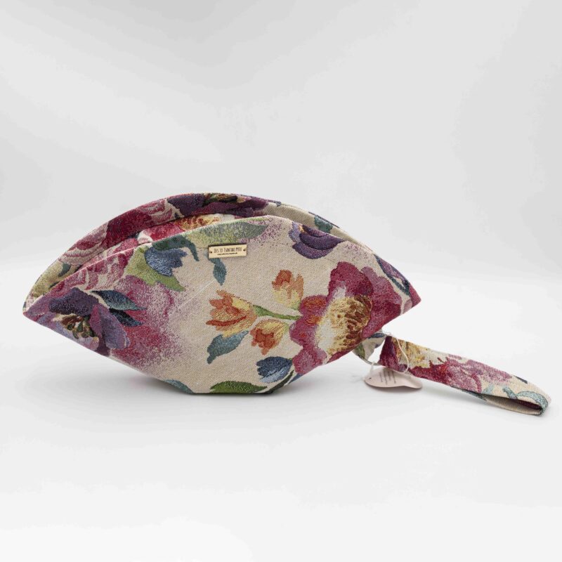 Handmade Pink Floral Fan Shaped Bag - Image 2