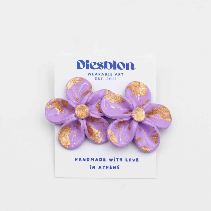 Flower Earrings with Gold Details - Diesblon