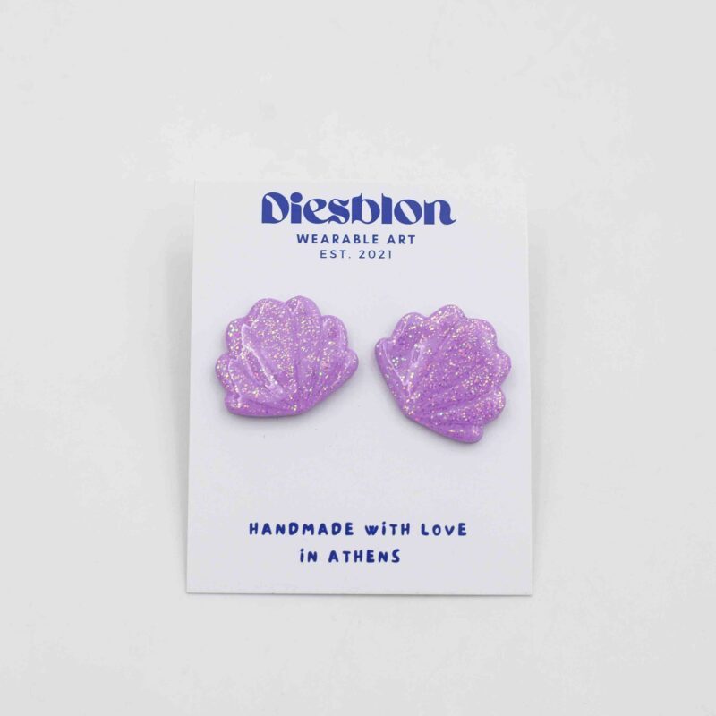 Handmade Polymer Glitter Shell Studs - Diesblon