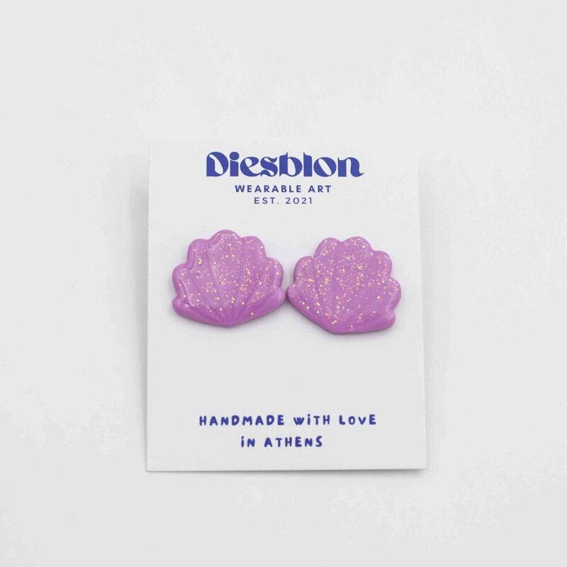 Handmade Polymer Glitter Shell Studs - Diesblon