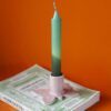 handmade ceramic candle holder with candle. χειροποίητο κεραμικό κηροπήγιο με κερί.