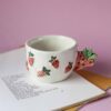 handmade ceramic mug with 3d tangerines, watermelons,strawberries,lemons,cherries and bananas. χειροποίητες κεραμικές κούπες με 3d φρούτα όπως τα κεράσια τις μπανάνες τα μανταρίνια τα καρπούζια τα λεμόνια και τις φράουλες.