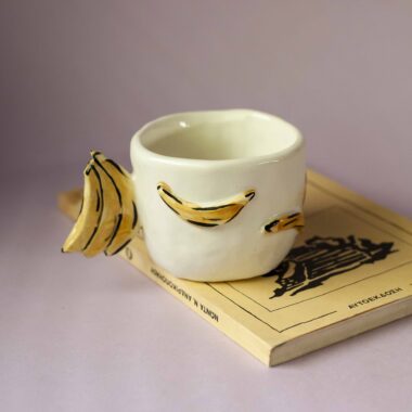 handmade ceramic mug with 3d tangerines, watermelons,strawberries,lemons,cherries and bananas. χειροποίητες κεραμικές κούπες με 3d φρούτα όπως τα κεράσια τις μπανάνες τα μανταρίνια τα καρπούζια τα λεμόνια και τις φράουλες.