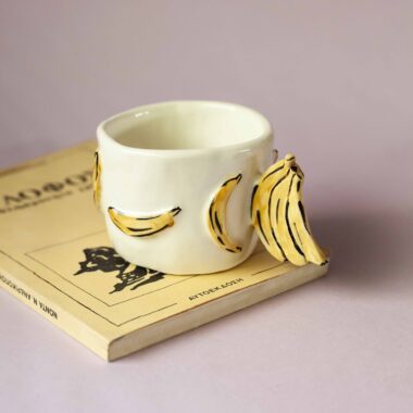 handmade ceramic mug with 3d tangerines, watermelons,strawberries,lemons,cherries and bananas. χειροποίητες κεραμικές κούπες με 3d φρούτα όπως τα κεράσια τις μπανάνες τα μανταρίνια τα καρπούζια τα λεμόνια και τις φράουλες.