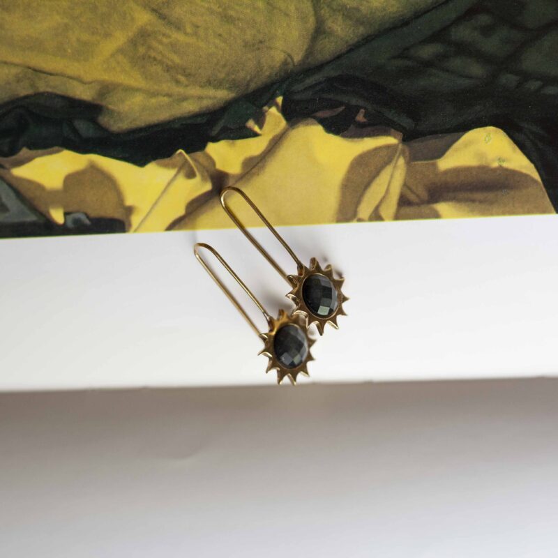 Hook Sun Earrings with Black Stone – Sunny Designs - Image 2