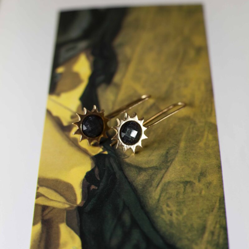 Hook Sun Earrings with Black Stone – Sunny Designs - Image 3