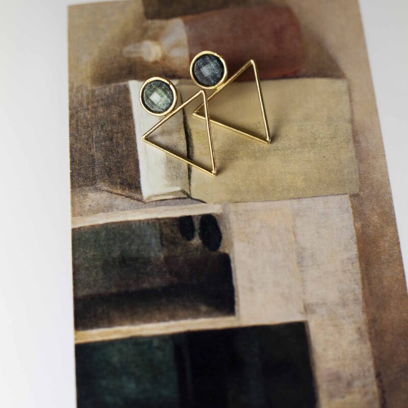 Triangle Earrings with Black Stone – Sunny Designs - Image 2
