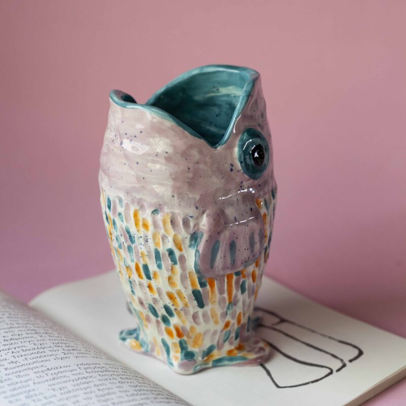 Handmade fish vase. beautiful colors of pink, turquoise and orange. very cute beautiful and unique. κεραμικό βάζο με όμορφα χρώματα όπως ροζ, πορτοκαλί και τιρκουάζ . πολύ όμορφο και μοναδικό.