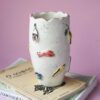 beautiful vase with 3d summer vibes. όμορφο χειροποίητο βάζο με 3d καλοκαιρινά πράγματα.