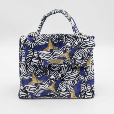 handmade velvet bag with wavy design and birds. χειροποίητη τσάντα βελούδινη με κυματοειδή σχέδια και πουλιά .