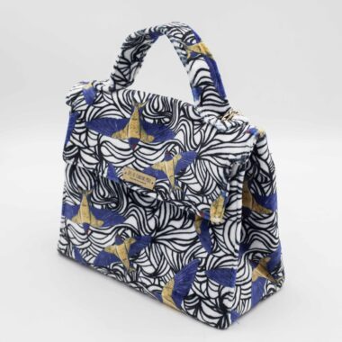 handmade velvet bag with wavy design and birds. χειροποίητη τσάντα βελούδινη με κυματοειδή σχέδια και πουλιά .