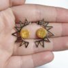 sun earrings yellow, handmade earrings Sunny Designs, boho sun jewelry, lightweight yellow earrings, summer earrings, corona sun earrings, statement yellow earrings, artisan jewelry σκουλαρίκια ήλιος, κίτρινα σκουλαρίκια, Sunny Designs κοσμήματα, καλοκαιρινά σκουλαρίκια, χειροποίητα σκουλαρίκια, statement σκουλαρίκια, boho σκουλαρίκια, σκουλαρίκια με πέτρα
