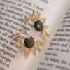 sun earrings black stone, handmade sun earrings, statement earrings, black stone jewelry, Sunny Designs earrings, boho chic earrings, artisan earrings, elegant handmade accessories, σκουλαρίκια ήλιος μαύρη πέτρα, χειροποίητα σκουλαρίκια, κοσμήματα Sunny Designs, σκουλαρίκια boho, σκουλαρίκια με πέτρα, μαύρη πέτρα κοσμήματα, κομψά σκουλαρίκια, fashion accessories