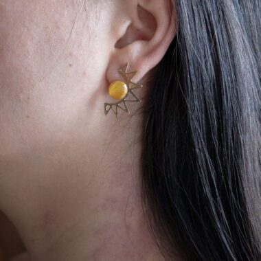 sun earrings yellow, handmade earrings Sunny Designs, boho sun jewelry, lightweight yellow earrings, summer earrings, corona sun earrings, statement yellow earrings, artisan jewelry σκουλαρίκια ήλιος, κίτρινα σκουλαρίκια, Sunny Designs κοσμήματα, καλοκαιρινά σκουλαρίκια, χειροποίητα σκουλαρίκια, statement σκουλαρίκια, boho σκουλαρίκια, σκουλαρίκια με πέτρα