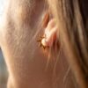 half sun earrings, brass hugger studs, mini hoop earrings, celestial jewelry, handmade brass earrings, Sunny Designs, σκουλαρίκια μισός ήλιος, μικρά σκουλαρίκια ορείχαλκος, σκουλαρίκια hugger, κοσμήματα με ήλιο, χειροποίητα σκουλαρίκια Sunny Designs