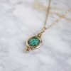 Handcrafted Harmony necklace with natural green gemstone, gold plated brass pendant and stainless steel chain, affordable bohemian artisan jewelry, elegant and spiritual accessory by Sunny Designs Κολιέ Harmony με πράσινη πέτρα, χειροποίητο μενταγιόν από ορείχαλκο επιχρυσωμένο 24 καράτια σε ατσάλινη αλυσίδα, συμβολικό κόσμημα, boho χειροποίητο αξεσουάρ, μοναδικό κόσμημα μικρής επιχείρησης Sunny Designs