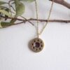 Hippie Sun necklace, handmade brass pendant plated in 24k gold with stainless steel chain. Bohemian artisan jewelry inspired by the radiant sun, unique symbolic accessory, affordable wearable art by Sunny Designs small business.Κολιέ Hippie Sun, χειροποίητο μενταγιόν από ορείχαλκο επιχρυσωμένο 24 καράτια με ατσάλινη αλυσίδα. Μποέμ κόσμημα τέχνης εμπνευσμένο από τον λαμπερό ήλιο, μοναδικό συμβολικό αξεσουάρ, προσιτή φορετή τέχνη από τη μικρή επιχείρηση Sunny Designs.