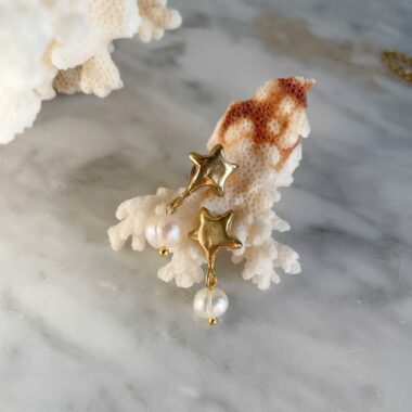 Αριστοκρατικά και διαχρονικά, τα σκουλαρίκια Shining Star της Sunny Designs συνδυάζουν τον συμβολισμό του αστεριού με τη διαχρονική κομψότητα της πέρλας. Χειροποίητα με προσοχή στη λεπτομέρεια, προσφέρουν διακριτική λάμψη και θηλυκό στυλ – ιδανικά για καθημερινές εμφανίσεις αλλά και ιδιαίτερες περιστάσεις.