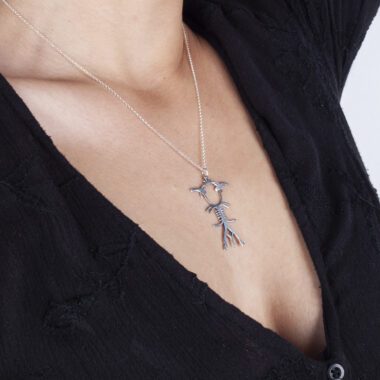 Circle of Willis necklace in sterling silver 925, handmade artisan anatomical pendant with silver chain, symbolic science-inspired jewelry, boho artistic necklace, unique handmade small business accessory by Sunny DesignsΚολιέ Circle of Willis από ασήμι 925, χειροποίητο ανατομικό μενταγιόν με ασημένια αλυσίδα, συμβολικό κόσμημα εμπνευσμένο από την επιστήμη, boho καλλιτεχνικό κόσμημα, μοναδική δημιουργία μικρής επιχείρησης Sunny Designs for doctors gift