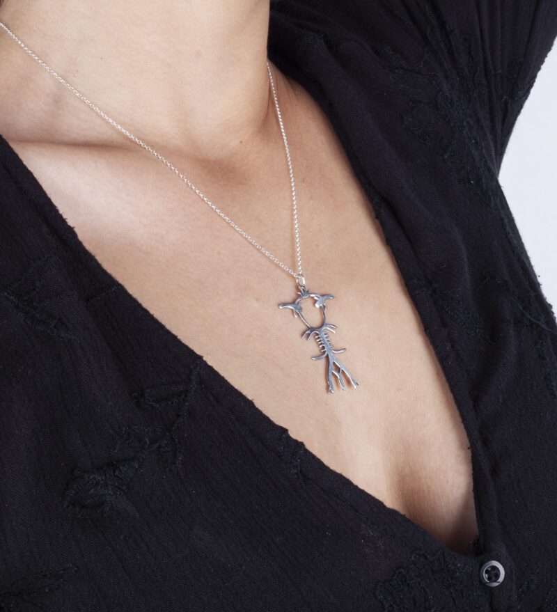 Circle of Willis necklace in sterling silver 925, handmade artisan anatomical pendant with silver chain, symbolic science-inspired jewelry, boho artistic necklace, unique handmade small business accessory by Sunny DesignsΚολιέ Circle of Willis από ασήμι 925, χειροποίητο ανατομικό μενταγιόν με ασημένια αλυσίδα, συμβολικό κόσμημα εμπνευσμένο από την επιστήμη, boho καλλιτεχνικό κόσμημα, μοναδική δημιουργία μικρής επιχείρησης Sunny Designs for doctors gift