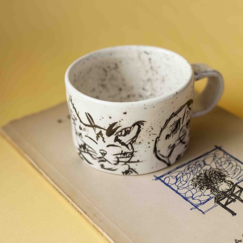 Cat Sketch Mug with Dots 270ml - Mugaki - Image 2
