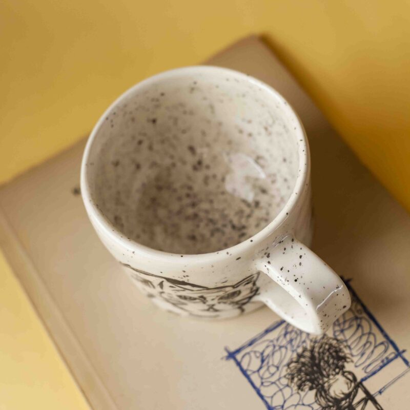 Cat Sketch Mug with Dots 270ml - Mugaki - Image 3